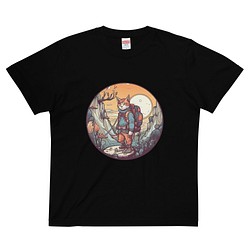 猫 登山家 茶トラ オリジナルキャラクター コットンTシャツ：送料無料 1枚目の画像