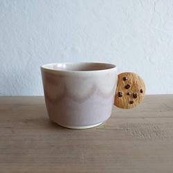 チョコチップクッキーマグカップ　ホワイト/桃色 1枚目の画像