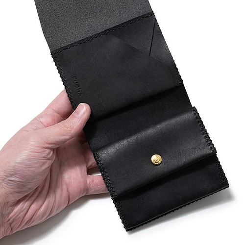 二つ折り財布[ブラック]/Half Wallet[BLACK] 雑貨 ギフト レザー 二