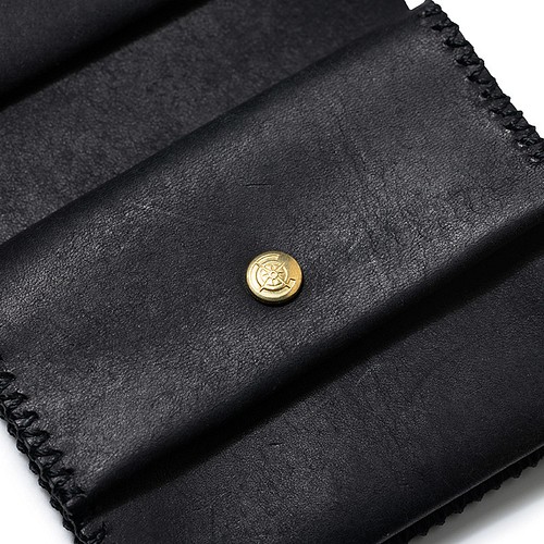 二つ折り財布[ブラック]/Half Wallet[BLACK] 雑貨 ギフト レザー 二