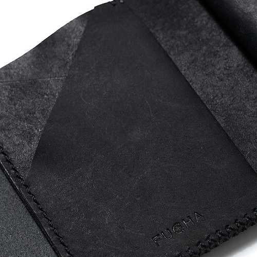 二つ折り財布[ブラック]/Half Wallet[BLACK] 雑貨 ギフト レザー 二