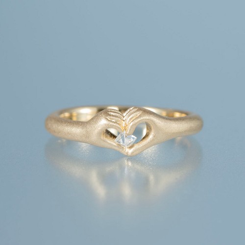ダイヤモンド原石 ハートの手のリング / K18YG 指輪・リング CAHiER