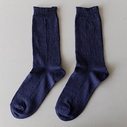 亞麻針織襪(水手藍)22-24cm 第1張的照片