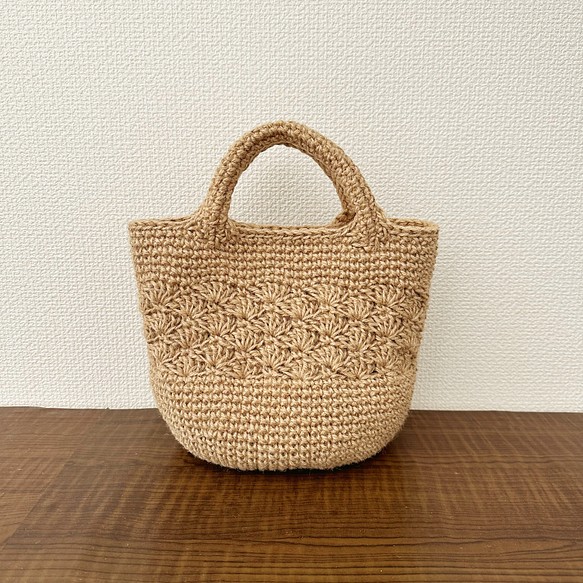 松編みの麻ひもかごバッグ 1枚目の画像