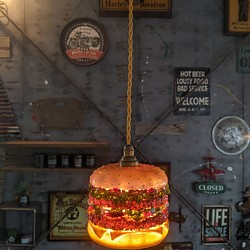 アメリカン雑貨  ペンダントランプ 電飾看板  バーガーズカフェ ハンバーガー ②  #アメリカンダイナー  シーリング 1枚目の画像