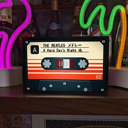 【文字変更OK】カセットテープ ラジカセ レコード ポップス アイドル 歌謡曲 昭和レトロ 看板 置物 ライトBOX 1枚目の画像