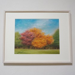 中央公園：紅葉（パステル画・マット紙付き） 絵画 パステル画生活