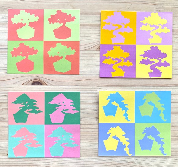 Large Colourful Bonsai Sticker Set カラフルな盆栽シールセット(大) 1枚目の画像