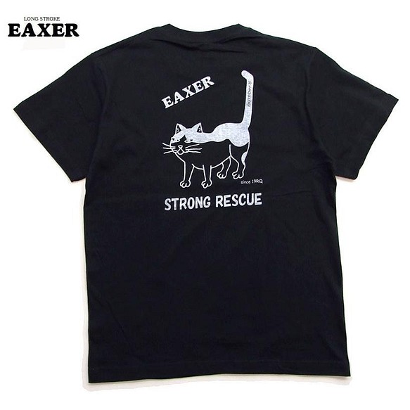 送料無料あり/レスキューTシャツ 黒L 特別猫救助隊 EAXER半袖Tシャツ ...