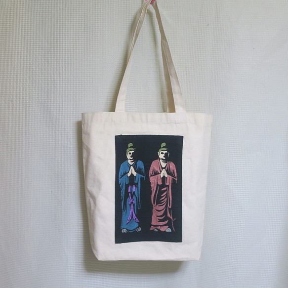 日光・月光菩薩 梵天 帝釈天 刺繍 スタンダードキャンバストートバッグ 1枚目の画像