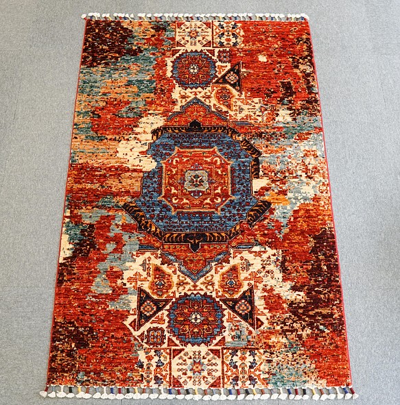 147×99cm【アフガニスタン 手織り絨毯 デザイナーマムルク