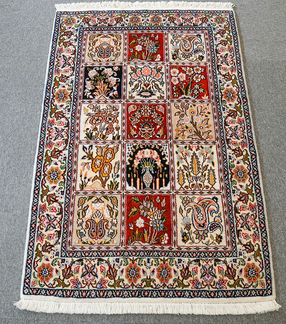 122×79cm【ペルシャ手織り絨毯 Moud 】 カーペット・絨毯・ラグ 