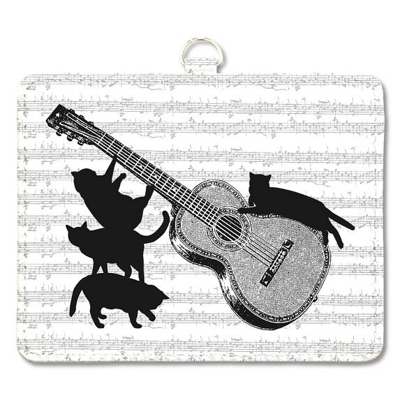 ギターと黒猫のパスケース 1枚目の画像