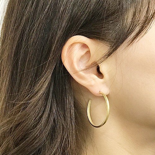 シンプル真鍮Brassチタン芯フープピアス【ete295】 ピアス（フープ