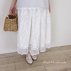 [予約販売] 総レース薔薇チュールレースギャザースカート 1枚目の画像