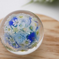 《新作》"再販"『flower garden blue ミニマーブル-ガラス台座付』ガラス ガラスの花 母の日　　 1枚目の画像