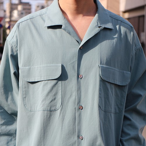 open collar box shirts vintage bule/ オープンカラーシャツ