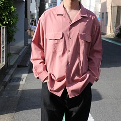 open collar box shirts dusty pink/ オープンカラーシャツ　ダスティーピンク 1枚目の画像