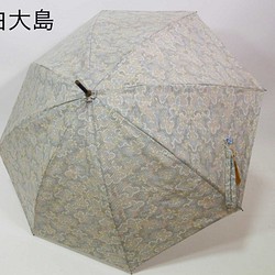 白大島紬リメイク　日傘　一元式　雲取り文様 1枚目の画像