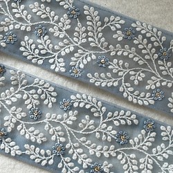 インド刺繍リボン ブレード　幅60mmライトブルー(71) 1枚目の画像