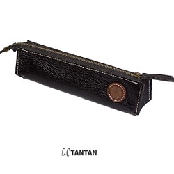 ファスナー付本革ペンケース 本革 牛革 おしゃれ シンプル かわいい 筆箱 三角 ブランド 日本製 L.C.TANTAN 1枚目の画像