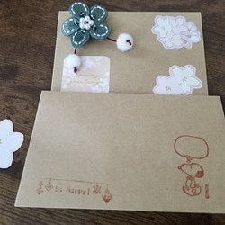オリジナルメッセージカード　オリジナルお花のブローチ、封筒付き 1枚目の画像