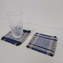 手織り　リネンとコットンのコースター　作品2324 1枚目の画像