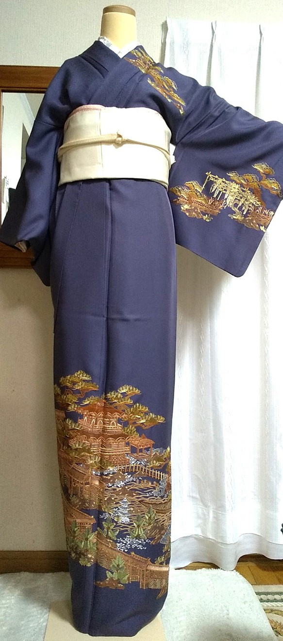 正絹訪問着 新品未使用 豪華刺繍の紫のお着物 着物 Keiko 通販｜Creema