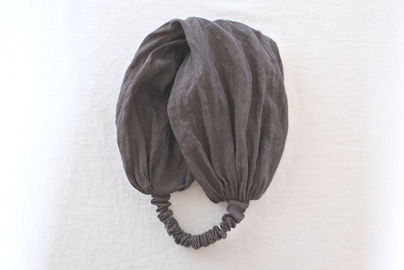 亞麻頭巾...炭灰色...透明 第1張的照片