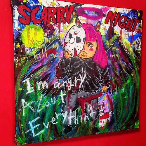 2023年製/】Scarry night 現代アート イラスト 絵画 アート