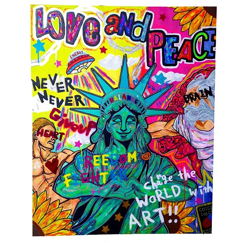 2023年製作/原画/一点物】LOVE and PEACE （F40号）現代アート 絵画