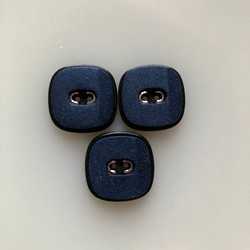 アンティーク ボタン 3個　ビンテージ 昭和 レトロ 個性的 ハンドメイド素材 日本製 ポップ アクセ ネイビー　紺 1枚目の画像