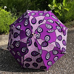 日傘　アフリカンプリントの日傘（パープル） 1枚目の画像