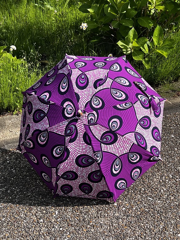 日傘　アフリカンプリントの日傘（パープル） 1枚目の画像