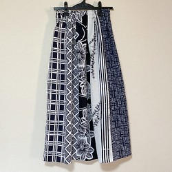 浴衣リメイク Ｑ パッチワーク ギャザースカート  コットン  浴衣スカート 着物リメイク  着物スカート 1枚目の画像