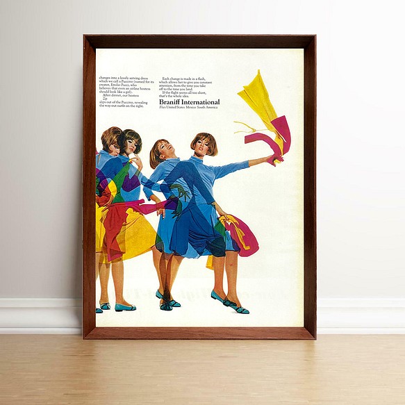 ブラニフ エミリオプッチ 1960年代 アメリカ ヴィンテージ 雑誌 広告 ポスター 額付