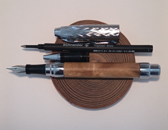 木製ペン　万年筆　ボールペン　マーブルウッド 1枚目の画像