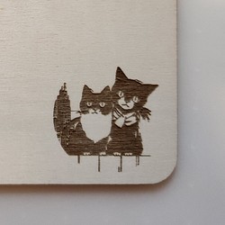 木の猫コースター　3枚入り　木製　ウッド　プレゼント　プチプラ　猫雑貨　猫グッズ　刻印追加可能 1枚目の画像