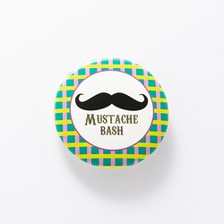 Mustache【チェック】缶バッジ 缶バッチ【3.1cm】髭 1枚目の画像