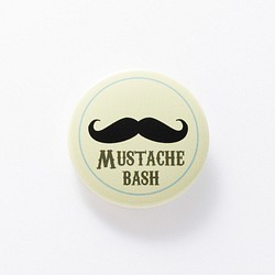 Mustache【クリーム】缶バッジ 缶バッチ【3.1cm】髭 1枚目の画像