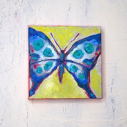 「青い蝶」キャンバス画　原画　ましかく 1枚目の画像