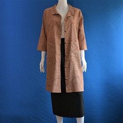 着物リメイク ロングブラウス＆ロングジャケット（絹、麻着物地）七分袖 1枚目の画像