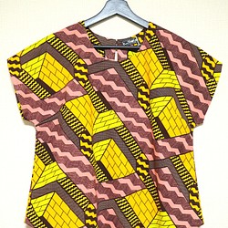 アフリカ布 布帛 Tシャツ AT1 1枚目の画像