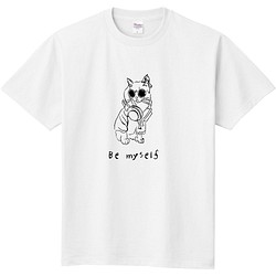 "Be my self"  おめかし猫 Tシャツ 1枚目の画像