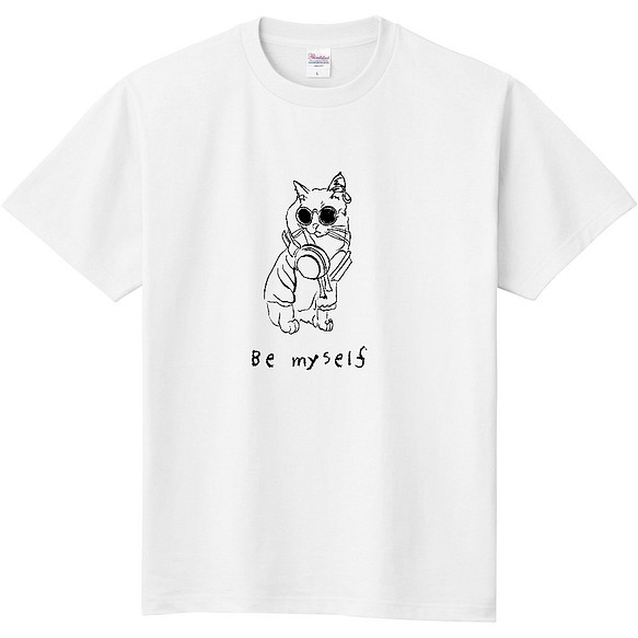 "Be my self"  おめかし猫 Tシャツ 1枚目の画像