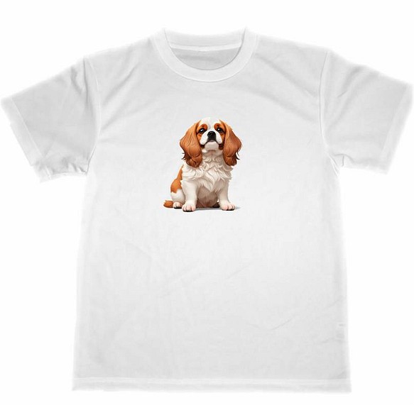 キャバリア　ドライ　Tシャツ　ペット　イラスト　グッズ　犬　Cavalier dog dry T-shirt 1枚目の画像