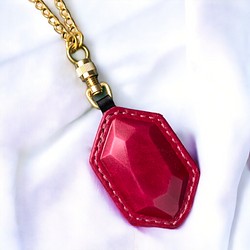 【Polyto】革の宝石キーホルダー(ルガトピンク) バッグチャーム 1枚目の画像