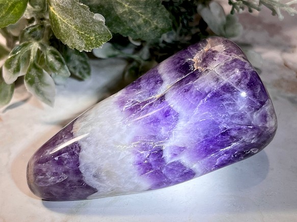 希少✨ シェブロンアメジスト　ケープ　紫水晶　握り石　タンブル　神聖幾何学
