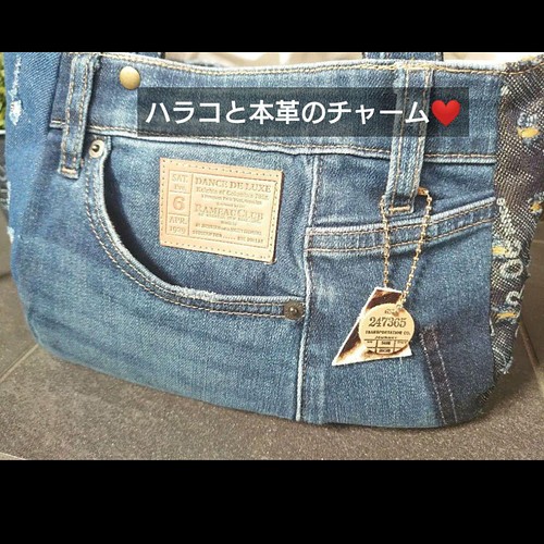 No213-③【DENIM✖️アメカジころりんバッグ 】大きめデニムリメイク