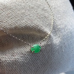 NK30 宝石質 グリーン 天然 本翡翠 ミャンマー産 ネックレス 金属アレルギー対応 爪留め 1枚目の画像